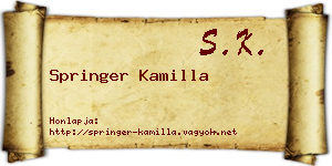 Springer Kamilla névjegykártya